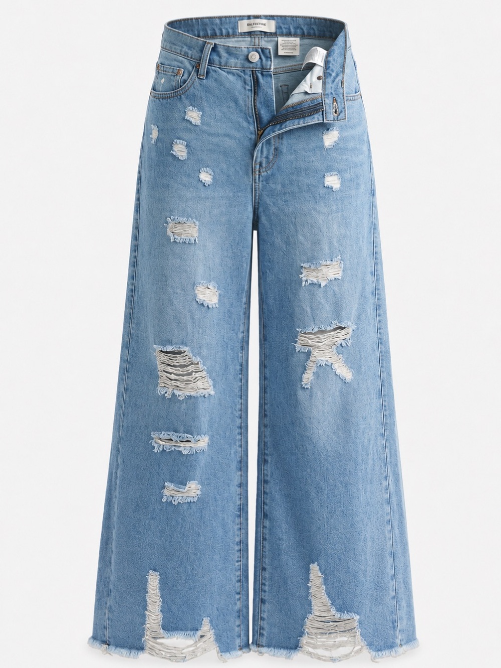 SO ME light blue high rise wide Leg Distressed ripped Jeans size small  NWT - Picture 5 of 5